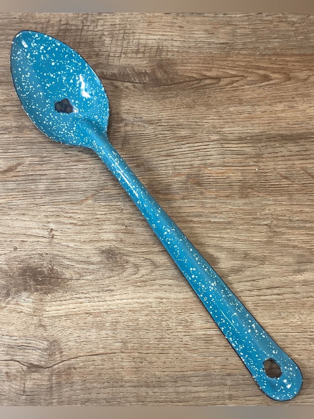 Large 14” Enamelware Spoon - Graniteware Spoon
